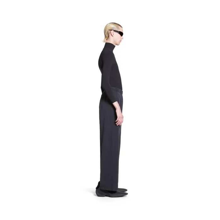 WomenMen Trousers Balenciaga Outline Baggy Sweatpants In Black Faded