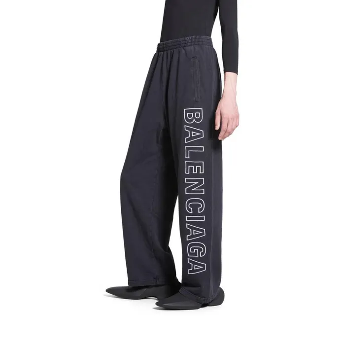 WomenMen Trousers Balenciaga Outline Baggy Sweatpants In Black Faded