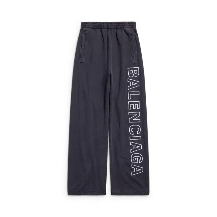 WomenMen Trousers Balenciaga Outline Baggy Sweatpants In Black Faded