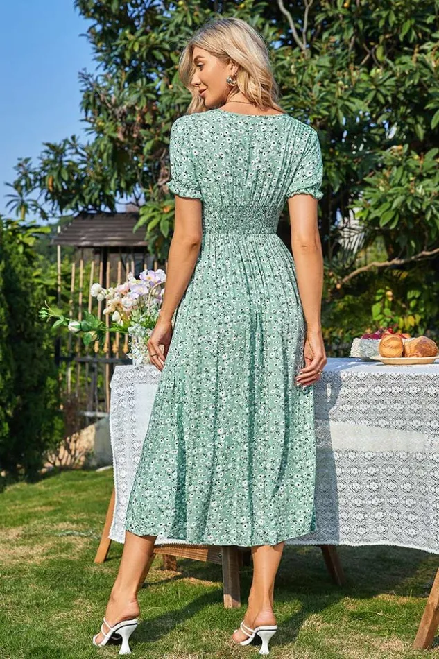 Women Midi Dresses Cupshe Courtney Ditsy Plunge AShape Dress Green