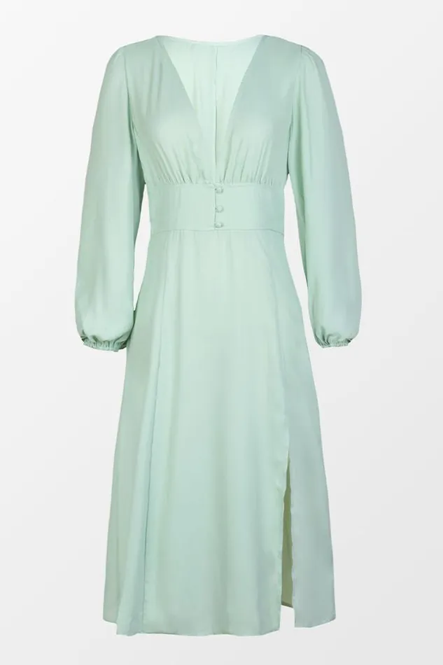 Women Midi Dresses Cupshe Dalary Plunge Button Front Split Dress Green