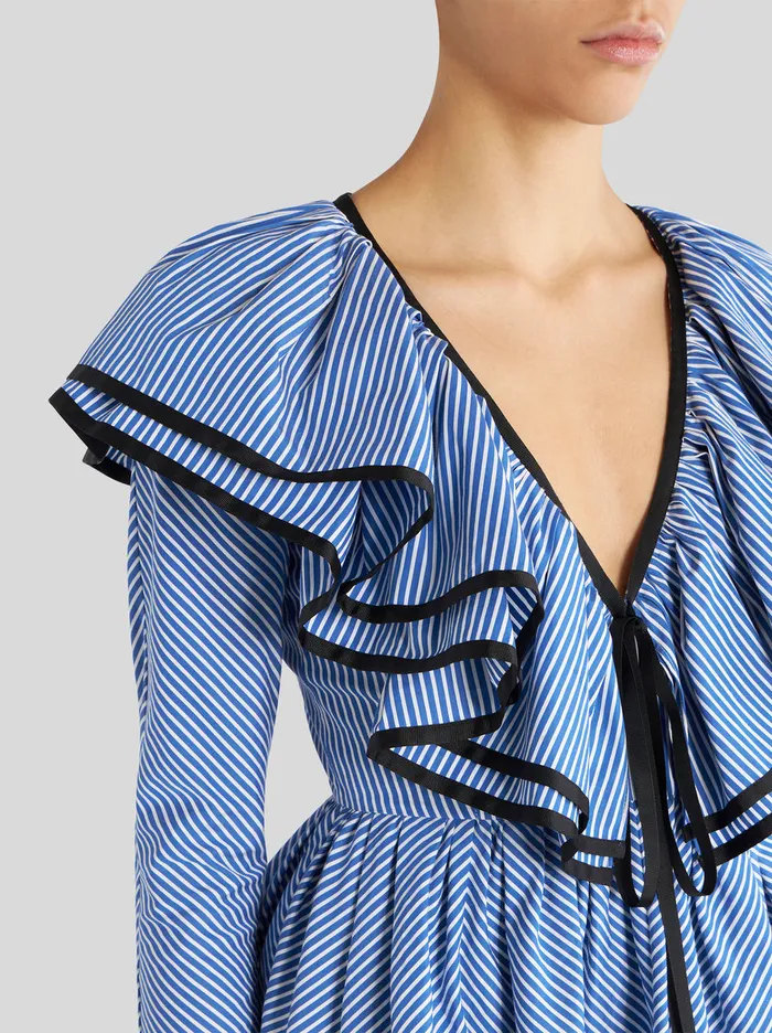 Women Mini Striped Dress With Ruffles Etro Dresses