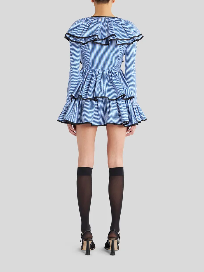 Women Mini Striped Dress With Ruffles Etro Dresses
