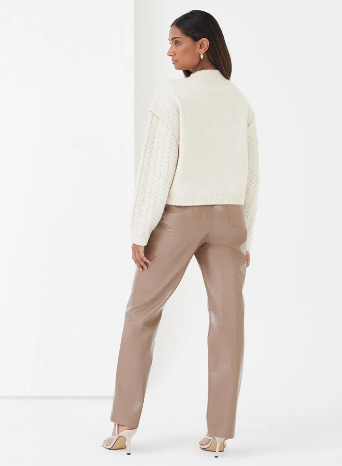 Women Mocha Brown Patent Faux Leather Trousers 8211 Gilly 4th and Reckless Pants