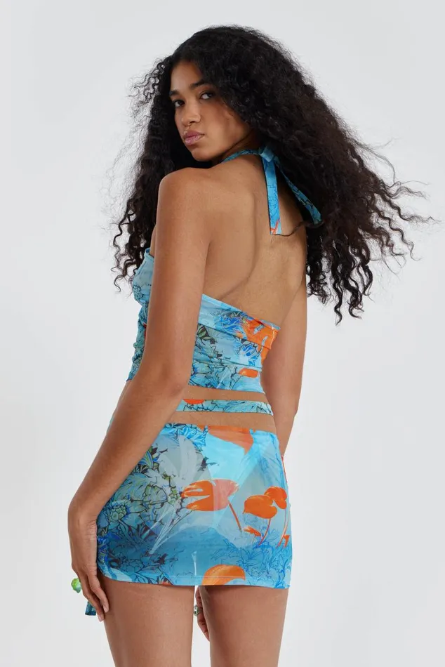 Women Monstera Print Bandeau Beach Top Jaded London Beach Cover Ups