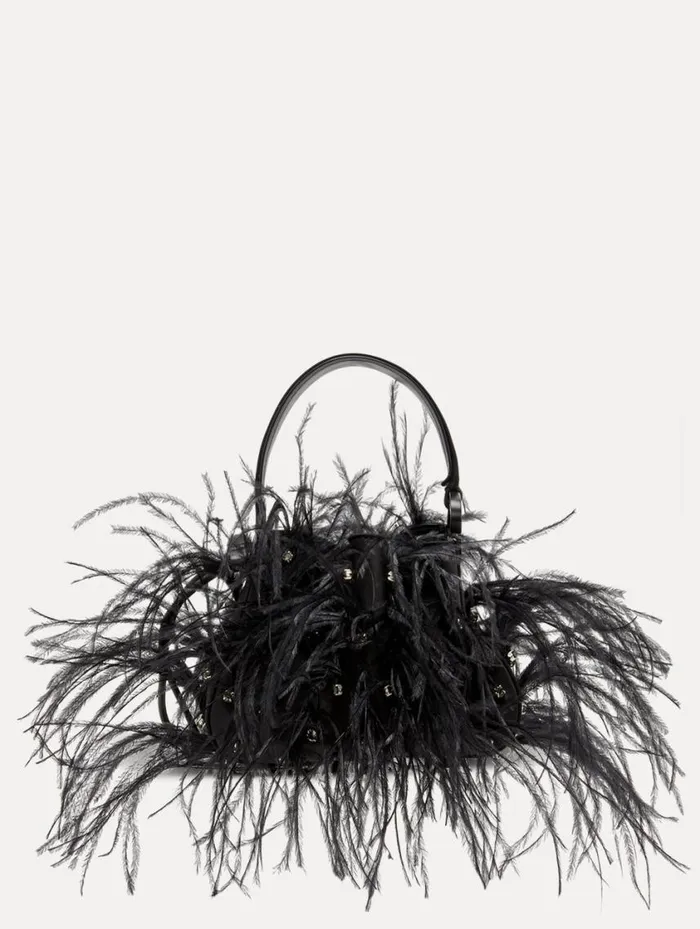Women Nano Ostrich Feather O Handle Bag Black Oscar De La Renta Handbags Women Nano Ostrich Feather O Handle Bag Black Oscar De La Renta Handbags