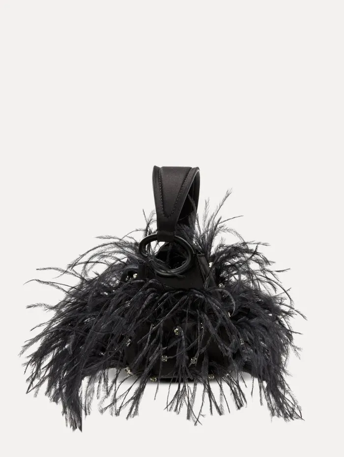 Women Nano Ostrich Feather O Handle Bag Black Oscar De La Renta Handbags Women Nano Ostrich Feather O Handle Bag Black Oscar De La Renta Handbags