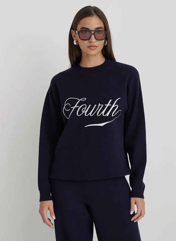 Women Navy Knitted Fourth Jumper Avery 4th and Reckless Knitwear
