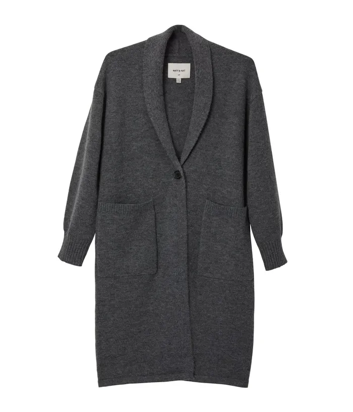 Women Ness KneeLength Cardigan Charcoal Matt and Nat Knitwear