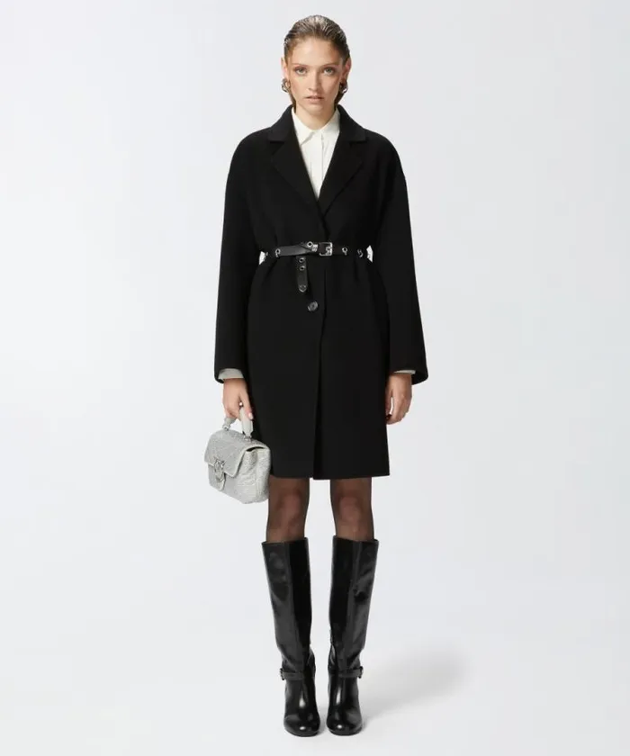Women Outerwear Pinko Classic Singlebreasted Cloth Coat Limo Black