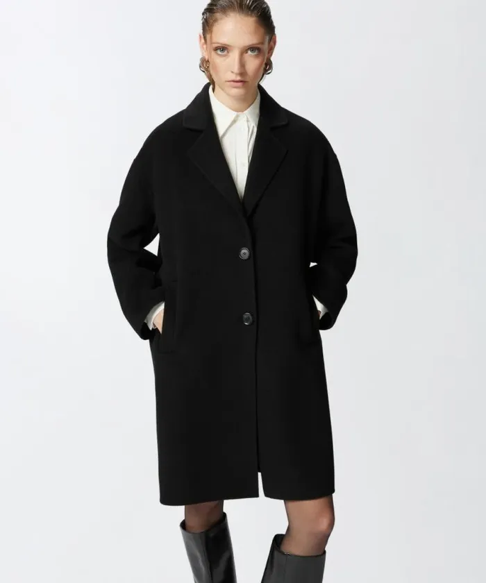 Women Outerwear Pinko Classic Singlebreasted Cloth Coat Limo Black Women Outerwear Pinko Classic Singlebreasted Cloth Coat Limo Black
