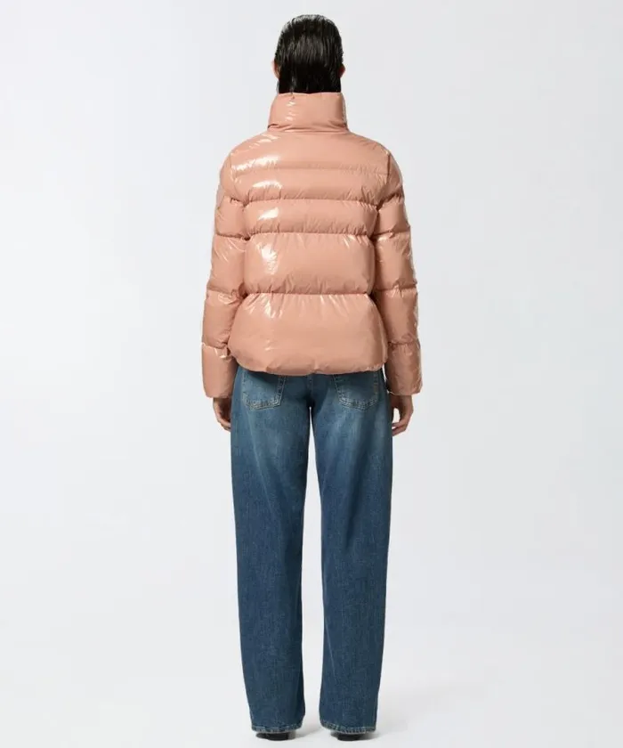 Women Outerwear Pinko Padded Crystal Nylon Pea Jacket Peach Beige Women Outerwear Pinko Padded Crystal Nylon Pea Jacket Peach Beige