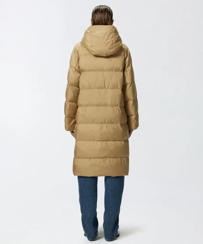 Women Outerwear Pinko Padded Technical Canvas Pea Coat With Belt Beigeterradi Toscana Women Outerwear Pinko Padded Technical Canvas Pea Coat With Belt Beigeterradi Toscana