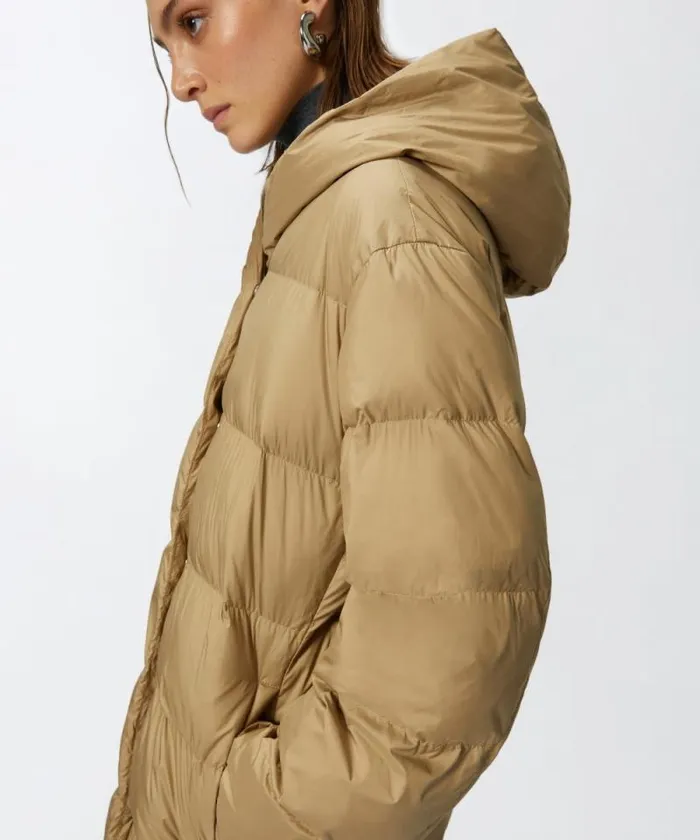 Women Outerwear Pinko Padded Technical Canvas Pea Coat With Belt Beigeterradi Toscana Women Outerwear Pinko Padded Technical Canvas Pea Coat With Belt Beigeterradi Toscana
