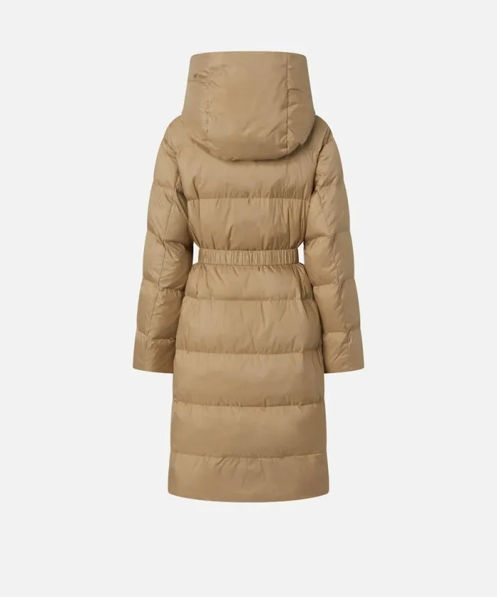 Women Outerwear Pinko Padded Technical Canvas Pea Coat With Belt Beigeterradi Toscana Women Outerwear Pinko Padded Technical Canvas Pea Coat With Belt Beigeterradi Toscana