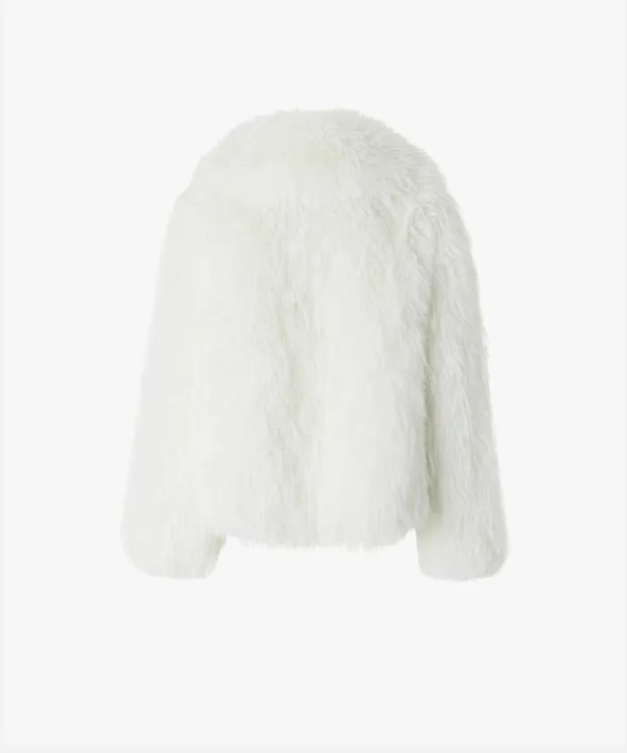 Women Outerwear Pinko Pea Coat In White Faux Fox Fur White White Women Outerwear Pinko Pea Coat In White Faux Fox Fur White White