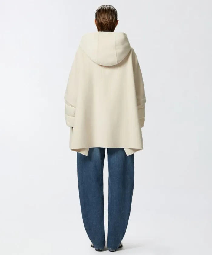 Women Outerwear Pinko Short Cape Coat With Padded Puffer Beige Women Outerwear Pinko Short Cape Coat With Padded Puffer Beige