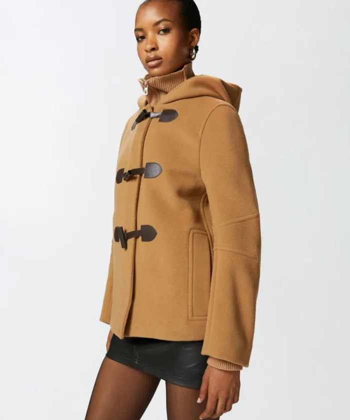 Women Outerwear Pinko Short Duffle Coat With Toggles Mocha Camel