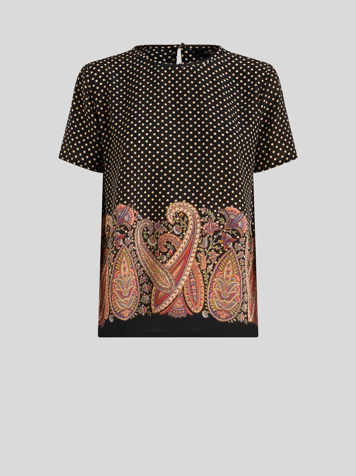 Women Printed Crpe De Chine TShirt Etro Sweatshirts And TShirts