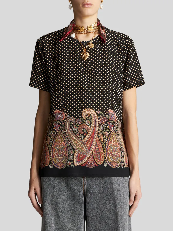 Women Printed Crpe De Chine TShirt Etro Sweatshirts And TShirts