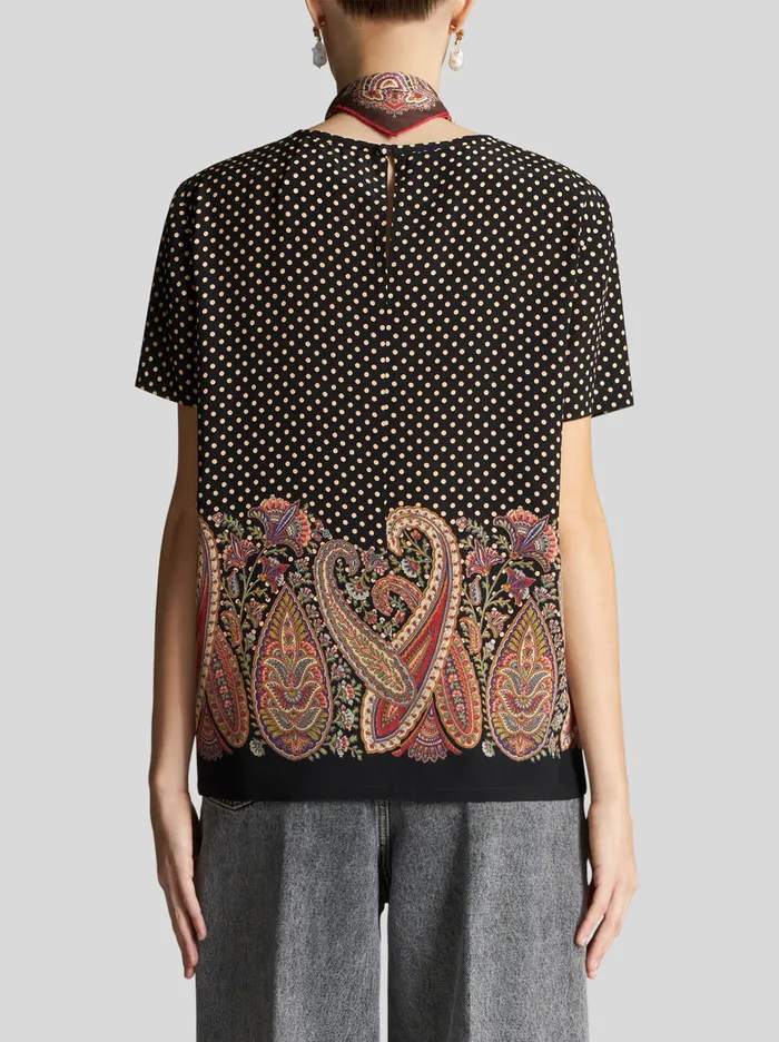 Women Printed Crpe De Chine TShirt Etro Sweatshirts And TShirts
