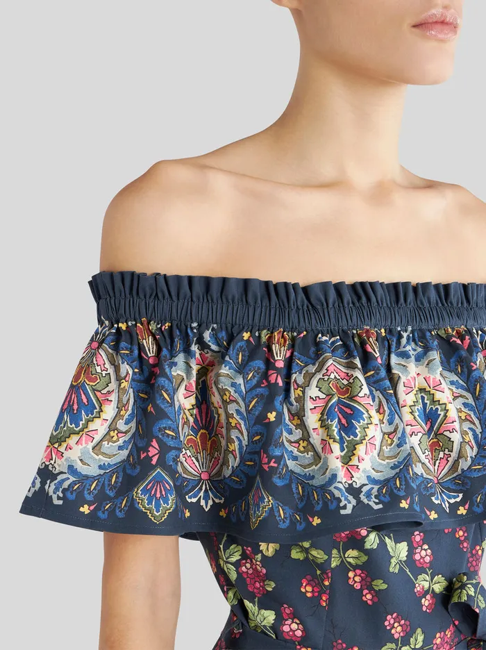 Women Printed Maxi Dress With Ruches Etro Dresses