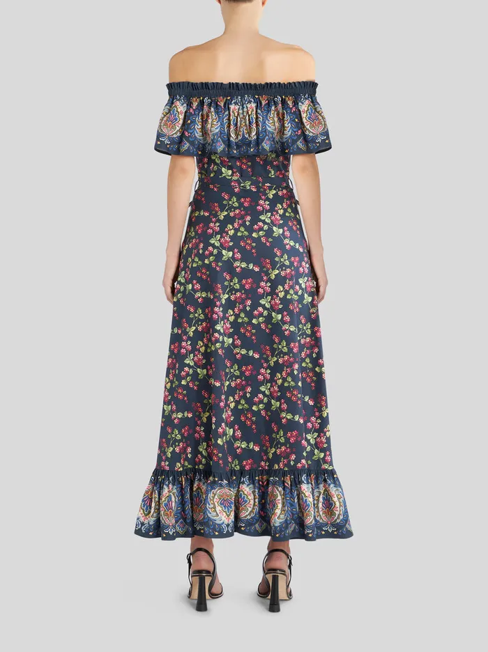 Women Printed Maxi Dress With Ruches Etro Dresses