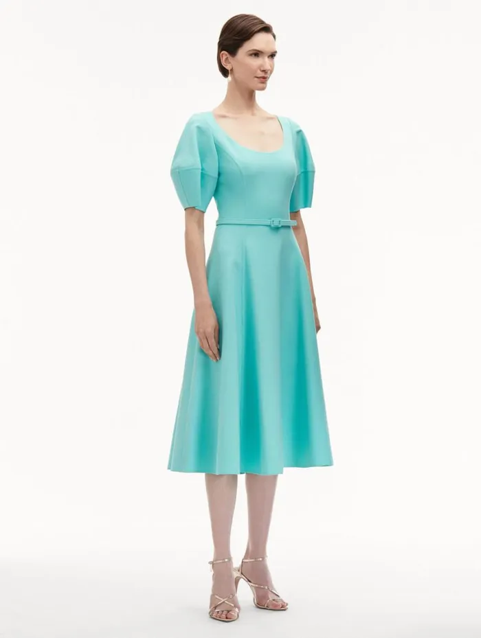 Women Puff Sleeve Wool Dress Soft Mint Oscar De La Renta Dresses Women Puff Sleeve Wool Dress Soft Mint Oscar De La Renta Dresses