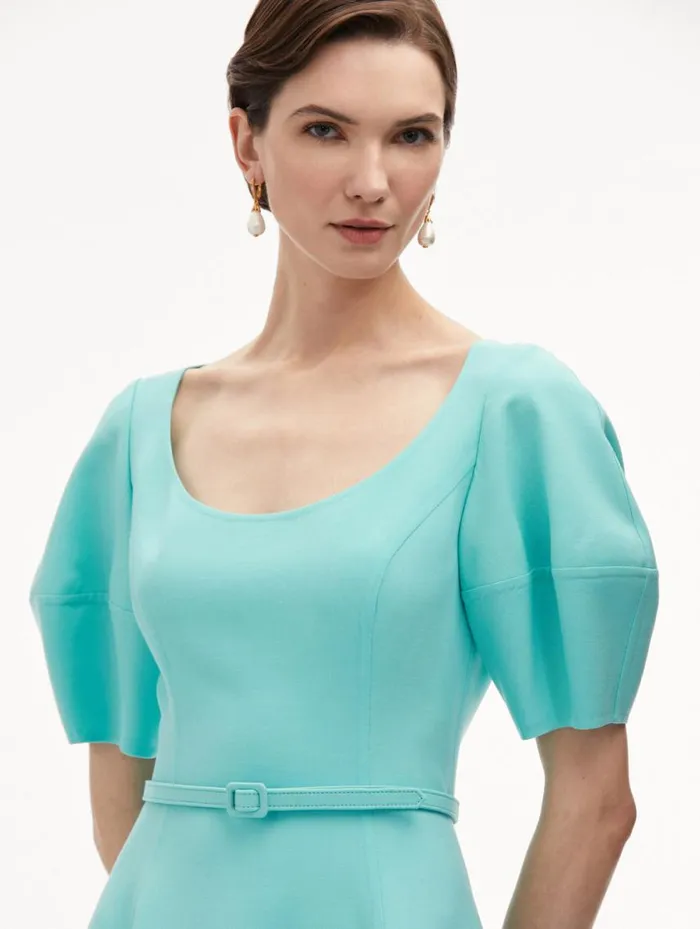 Women Puff Sleeve Wool Dress Soft Mint Oscar De La Renta Dresses Women Puff Sleeve Wool Dress Soft Mint Oscar De La Renta Dresses