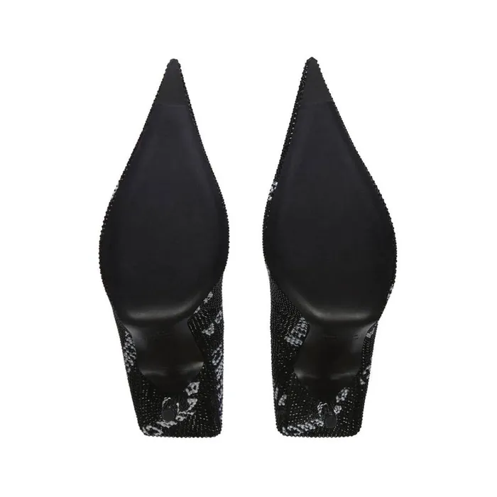 Women Pumps and Heels Balenciaga Square Knife 110mm Pump With Allover Logo Rhinestones In Black