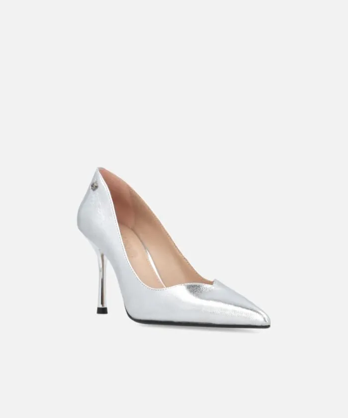 Women Pumps Pinko Pointedtoe Laminated Nappa Leather Shoes With Heel Silver Women Pumps Pinko Pointedtoe Laminated Nappa Leather Shoes With Heel Silver