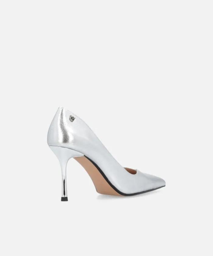 Women Pumps Pinko Pointedtoe Laminated Nappa Leather Shoes With Heel Silver Women Pumps Pinko Pointedtoe Laminated Nappa Leather Shoes With Heel Silver