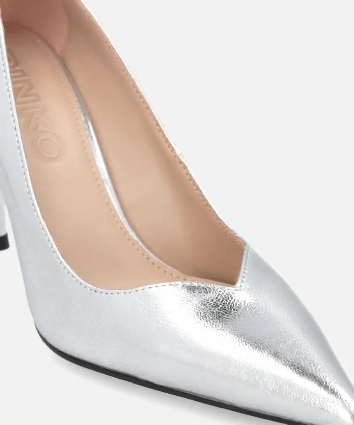 Women Pumps Pinko Pointedtoe Laminated Nappa Leather Shoes With Heel Silver Women Pumps Pinko Pointedtoe Laminated Nappa Leather Shoes With Heel Silver