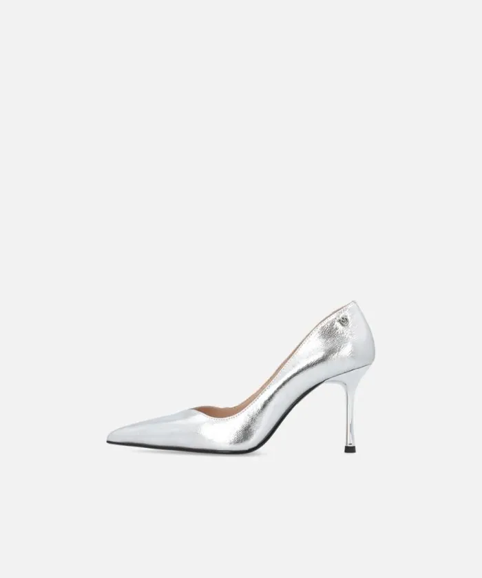 Women Pumps Pinko Pointedtoe Laminated Nappa Leather Shoes With Heel Silver Women Pumps Pinko Pointedtoe Laminated Nappa Leather Shoes With Heel Silver