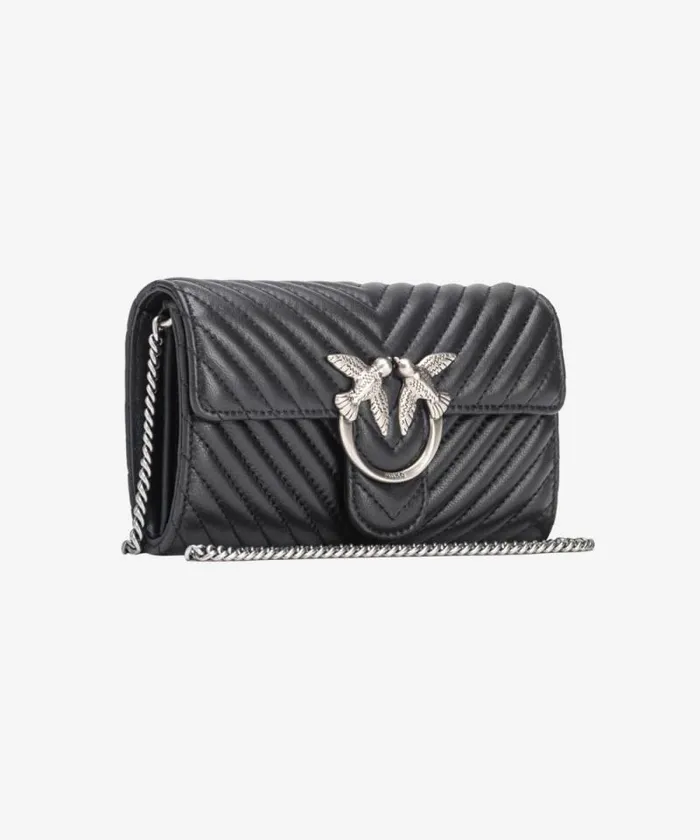 Women Purses Pinko Love Bag One Wallet Chevron Blackold Silver Women Purses Pinko Love Bag One Wallet Chevron Blackold Silver