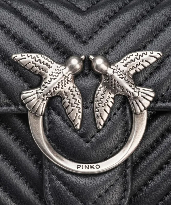 Women Purses Pinko Love Bag One Wallet Chevron Blackold Silver Women Purses Pinko Love Bag One Wallet Chevron Blackold Silver