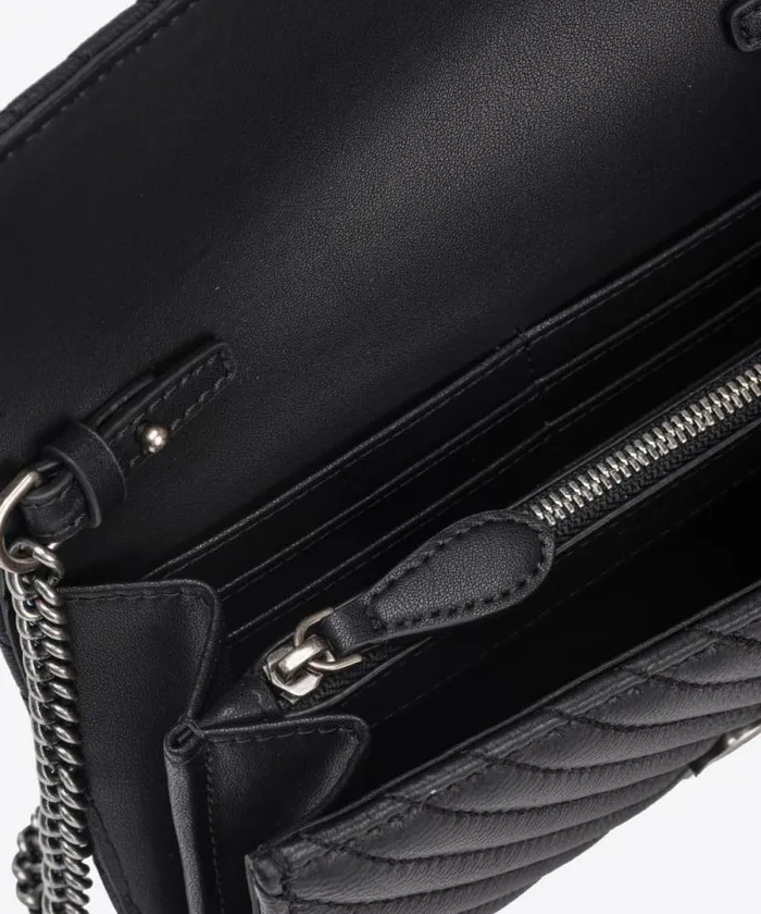 Women Purses Pinko Love Bag One Wallet Chevron Blackold Silver Women Purses Pinko Love Bag One Wallet Chevron Blackold Silver