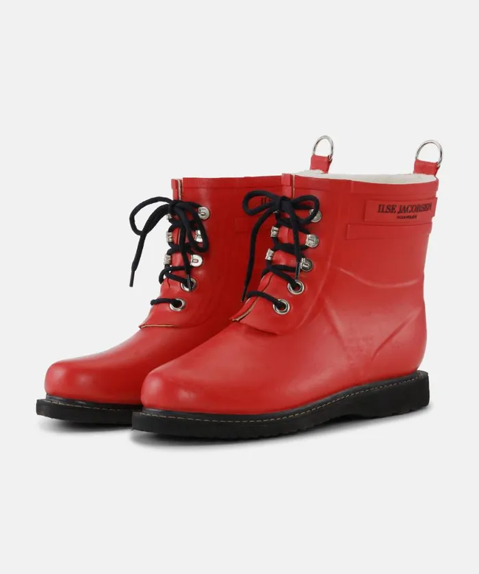 Women Rainboots Short Ilse Jacobsen Short Rubber Boots 8211 Deep Red