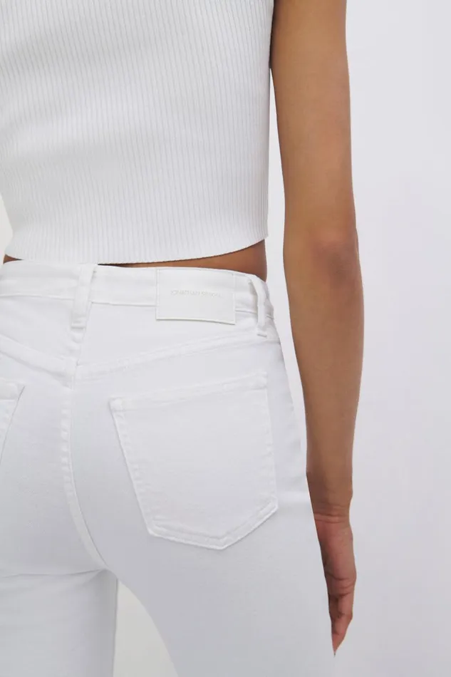 Women River Straight Leg Denim Distressed White Jonathan Simkhai Pants and Bottoms
