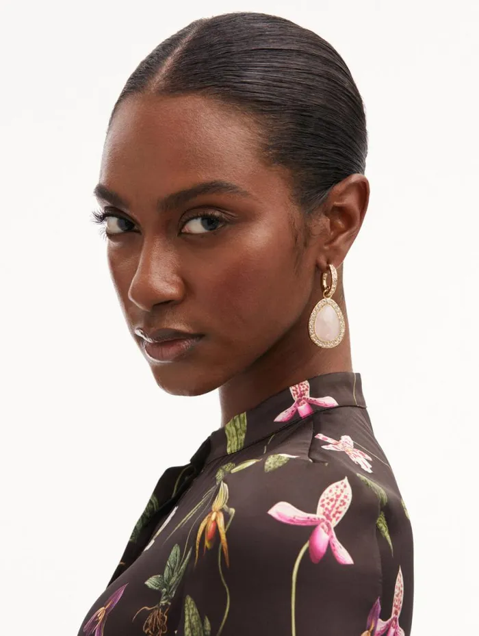 Women Rose Quartz Cabochon Drop Earrings Rose Quartz Oscar De La Renta Earrings Women Rose Quartz Cabochon Drop Earrings Rose Quartz Oscar De La Renta Earrings