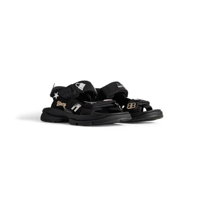 Women Sandals and Mules Balenciaga Tourist Sandal With Pins In Black