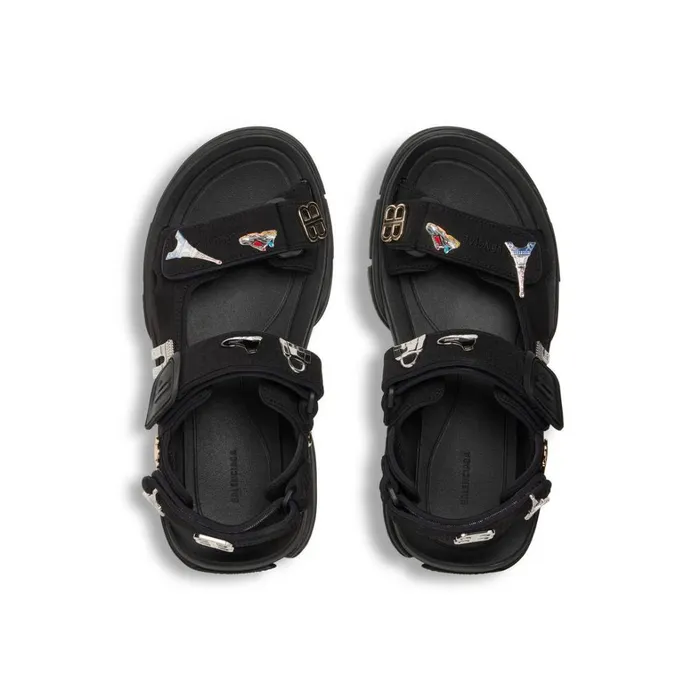 Women Sandals and Mules Balenciaga Tourist Sandal With Pins In Black