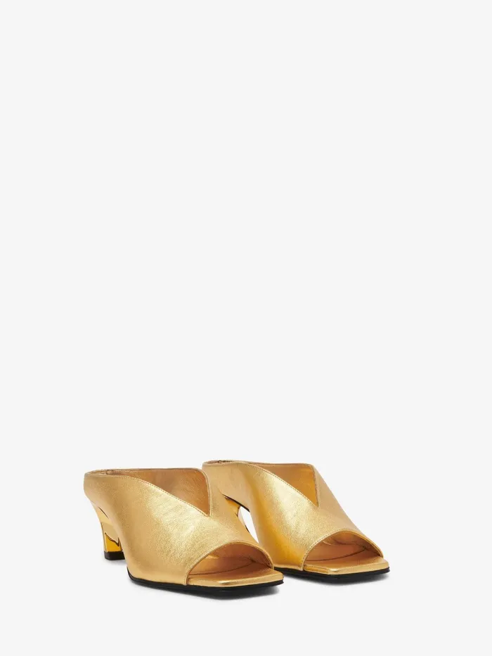 Women Sandals And Slides Alexander McQueen Armadillo Mule Gold