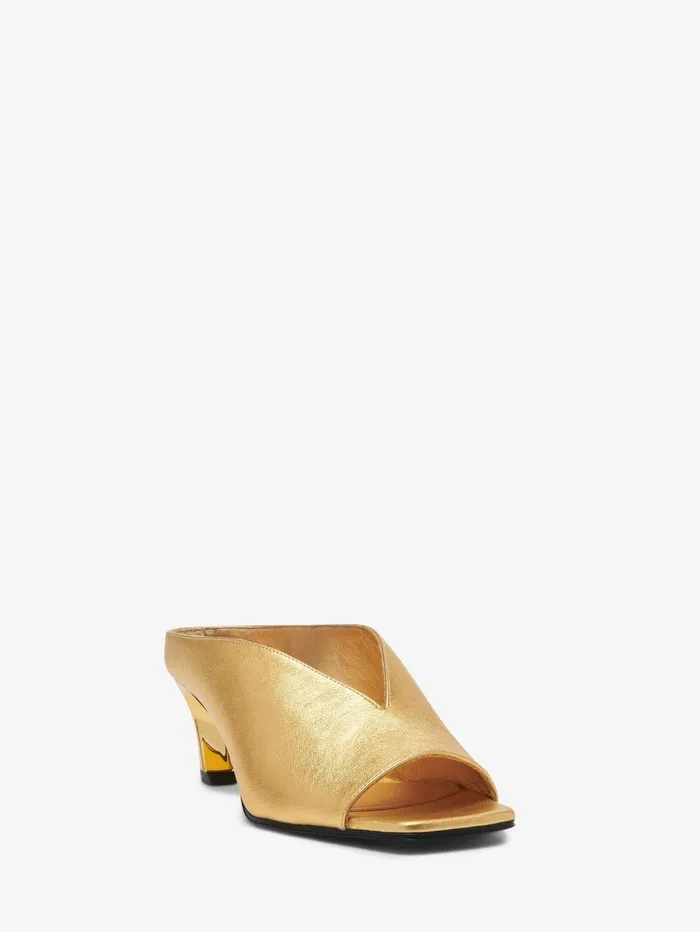 Women Sandals And Slides Alexander McQueen Armadillo Mule Gold