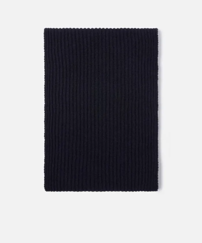 Women Scarves Pinko Ribbed Wool And Cashmere Scarf Dark Navy Blue Women Scarves Pinko Ribbed Wool And Cashmere Scarf Dark Navy Blue