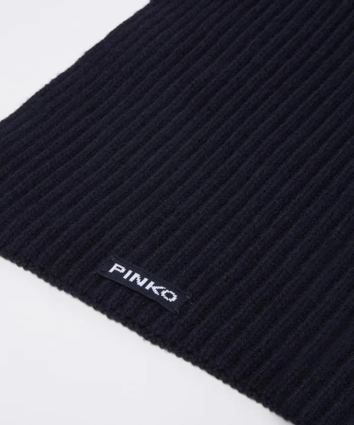 Women Scarves Pinko Ribbed Wool And Cashmere Scarf Dark Navy Blue Women Scarves Pinko Ribbed Wool And Cashmere Scarf Dark Navy Blue