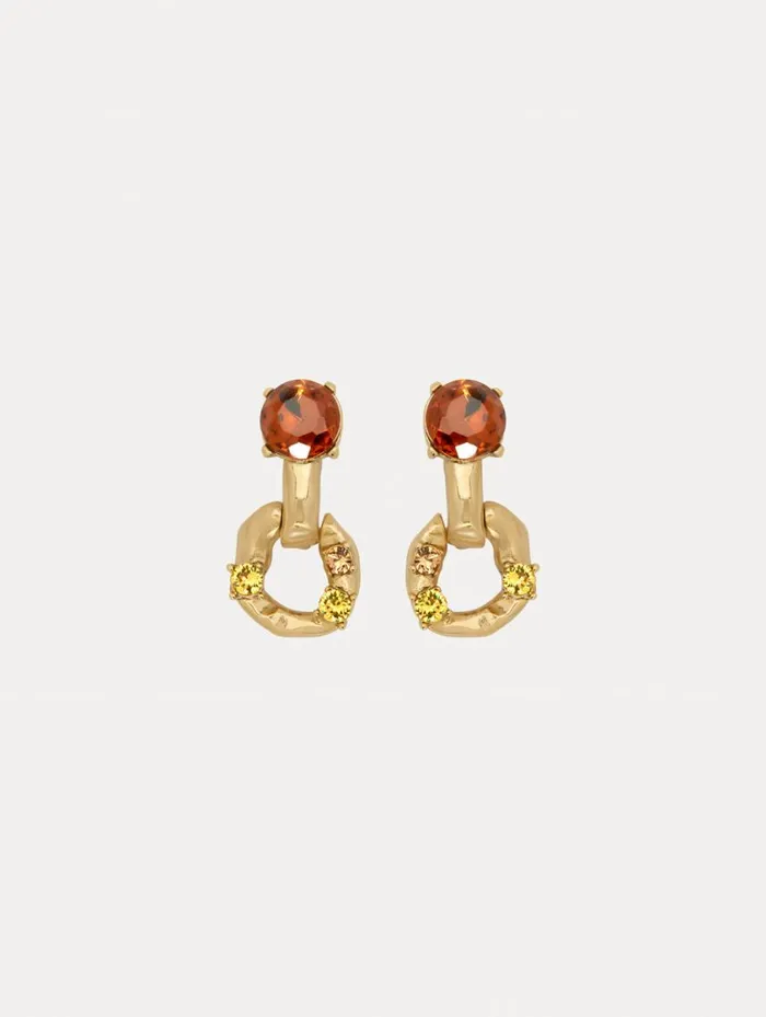 Women Scramble ChainLink Earrings Light Topaz Oscar De La Renta Earrings