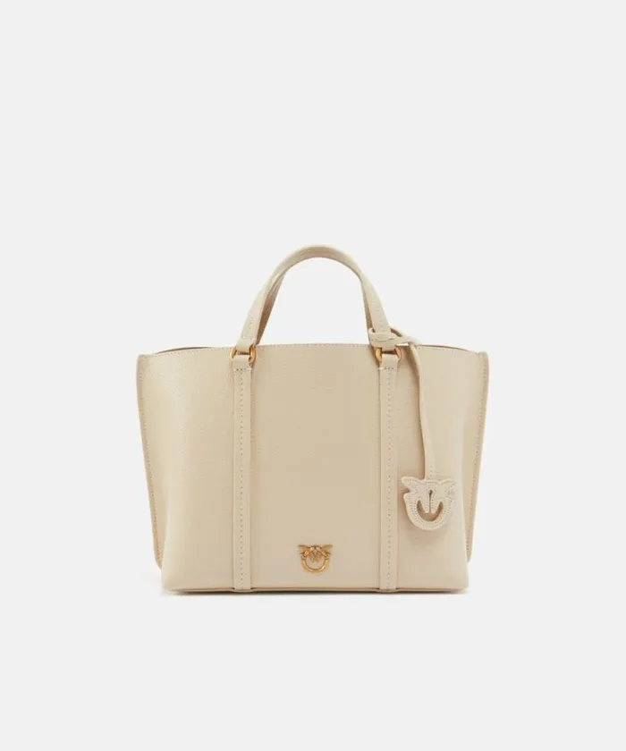 Women Shopping Bags Pinko Large Tumbled Leather Shopper Bag Beigesmoke Greyantiquegold Women Shopping Bags Pinko Large Tumbled Leather Shopper Bag Beigesmoke Greyantiquegold
