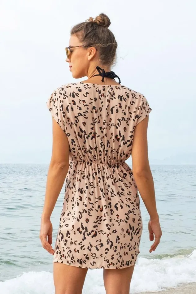Women Short Dresses Cupshe Fallon Leopard Vneck Sleeveless Dress Multicolor