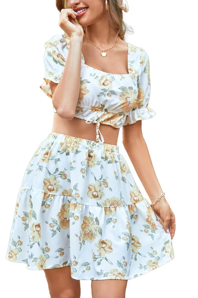 Women Short Dresses Cupshe Summer Passion Backless Floral High Waist Dress Multicolor
